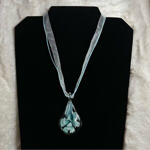 Blue Glass Pendant Necklace